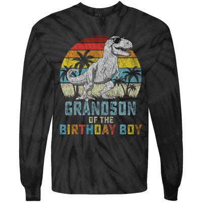 Grandson Dinosaur Of The Birthday Matching Family Tie-Dye Long Sleeve Shirt