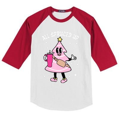 Groovy Dreaming Of A Pink Christmas Tree Cakes Xmas Pajamas Gift Kids Colorblock Raglan Jersey