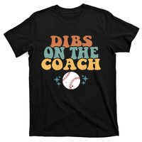 Girlfriend Dibs on Coach Retro Groovy Baseball Coach's Wife T-Shirt