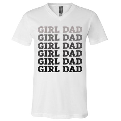 Girl Dad Outnumbered Proud New Father Gift V-Neck T-Shirt