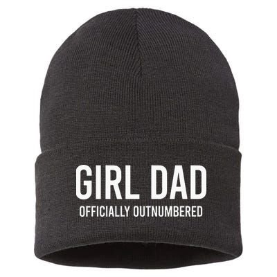 Girl Dad Officially Outnumbered Funny Sustainable Knit Beanie