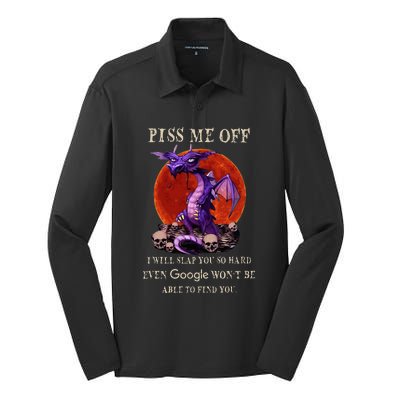 Grumpy Dragon Piss Me Off I Will Slap You So Hard Silk Touch Performance Long Sleeve Polo