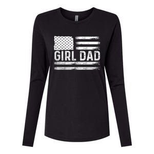 Girl Dad Proud FatherS Day Distressed Flag Apparel Womens Cotton Relaxed Long Sleeve T-Shirt