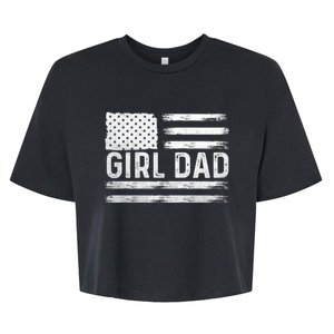 Girl Dad Proud FatherS Day Distressed Flag Apparel Bella+Canvas Jersey Crop Tee