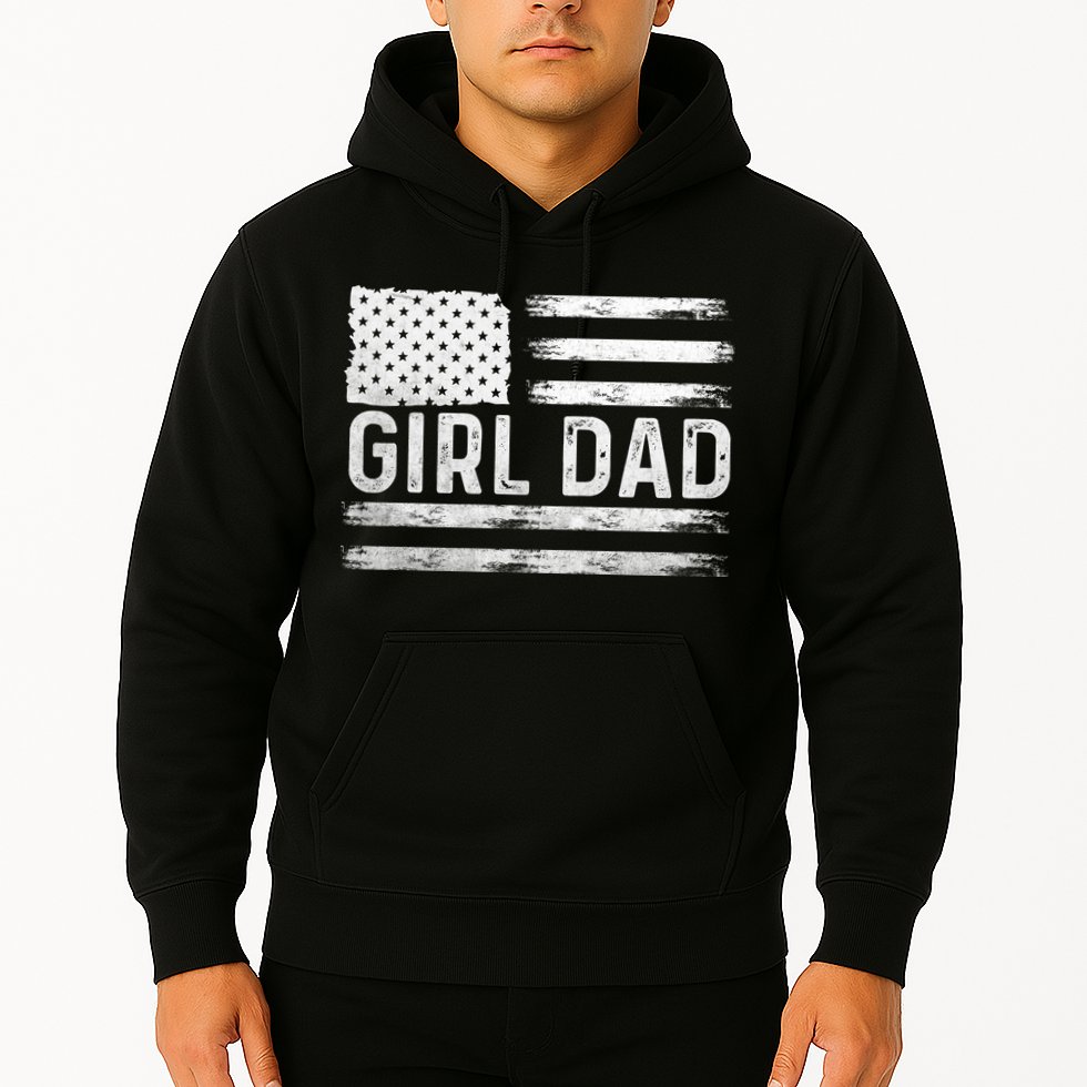 Girl Dad Proud FatherS Day Distressed Flag Apparel Hoodie