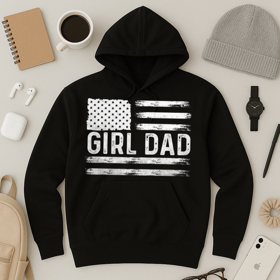 Girl Dad Proud FatherS Day Distressed Flag Apparel Hoodie