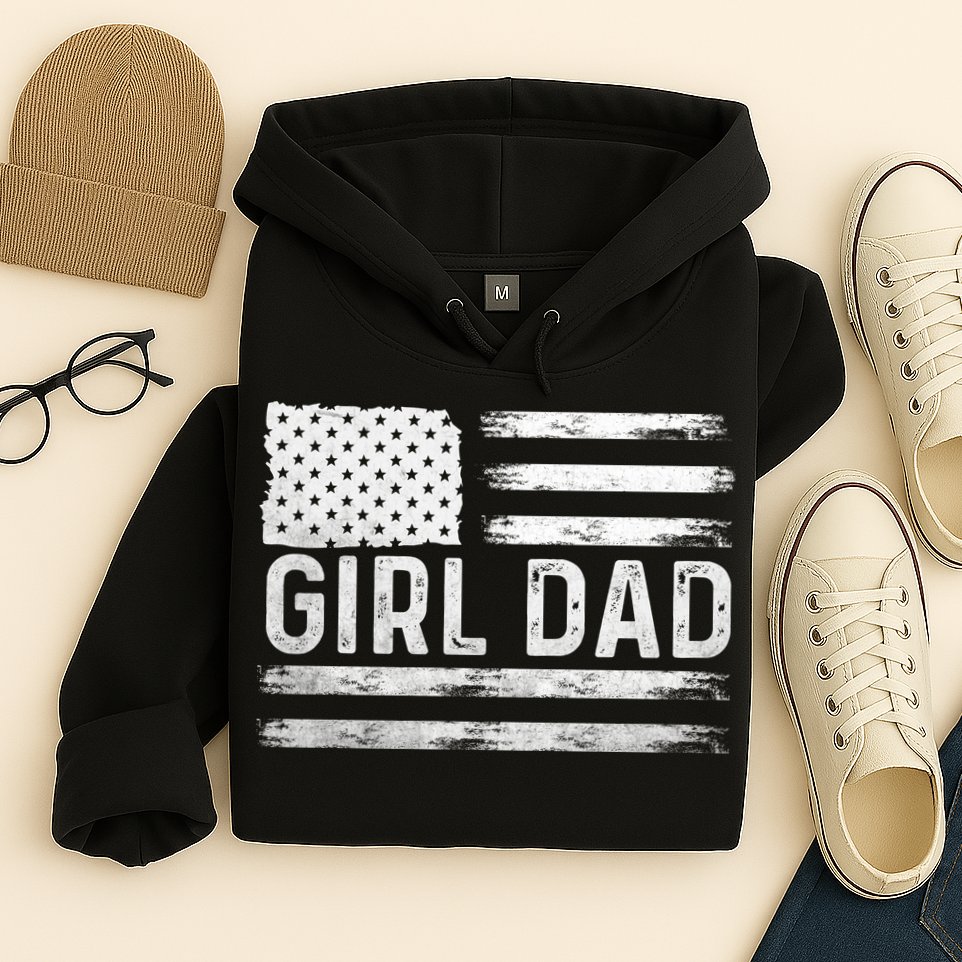 Girl Dad Proud FatherS Day Distressed Flag Apparel Hoodie