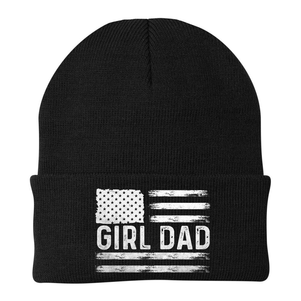 Girl Dad Proud FatherS Day Distressed Flag Apparel Beanie