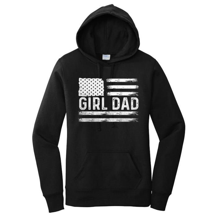 Girl Dad Proud FatherS Day Distressed Flag Apparel Women's Pullover Hoodie