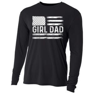 Girl Dad Proud FatherS Day Distressed Flag Apparel Cooling Performance Long Sleeve Crew