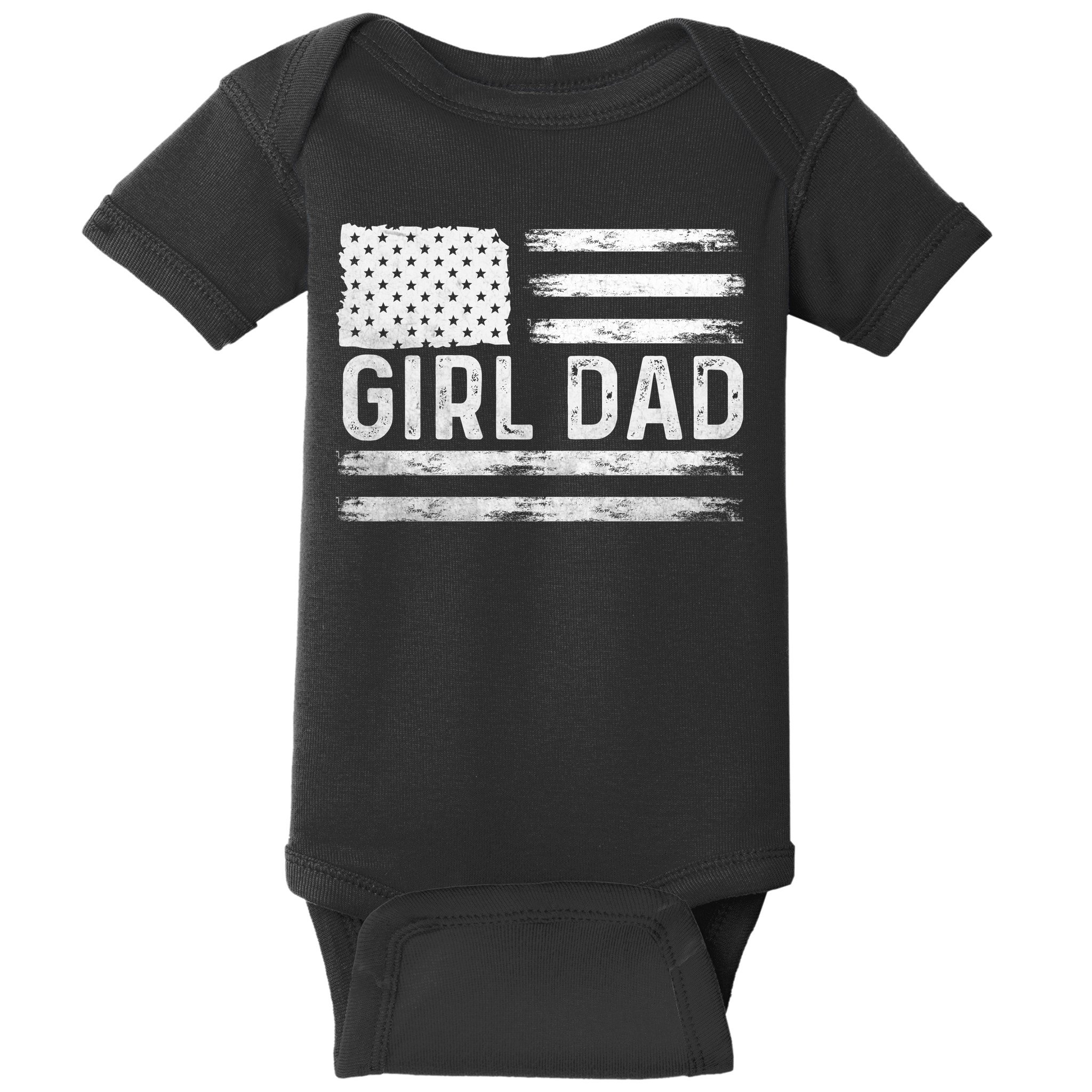 Girl Dad Proud FatherS Day Distressed Flag Apparel Baby Bodysuit