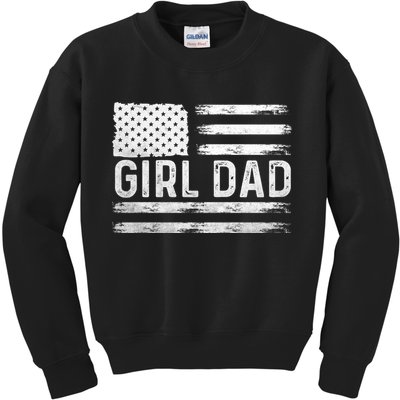 Girl Dad Proud FatherS Day Distressed Flag Apparel Kids Sweatshirt