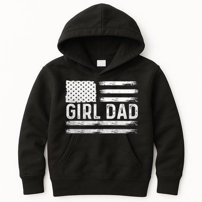 Girl Dad Proud FatherS Day Distressed Flag Apparel Kids Hoodie