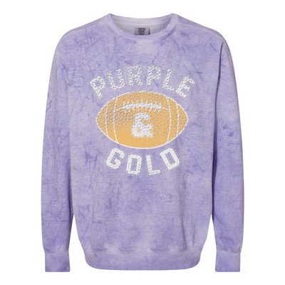 Game Day Purple And Gold Football Group High School Colorblast Crewneck Sweatshirt