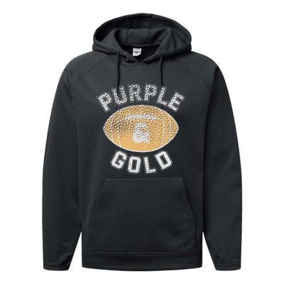 Game Day Purple And Gold Football Group High School Performance Fleece Hoodie