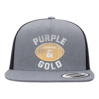 Game Day Purple And Gold Football Group High School Flat Bill Trucker Hat