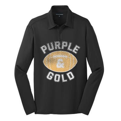 Game Day Purple And Gold Football Group High School Silk Touch Performance Long Sleeve Polo