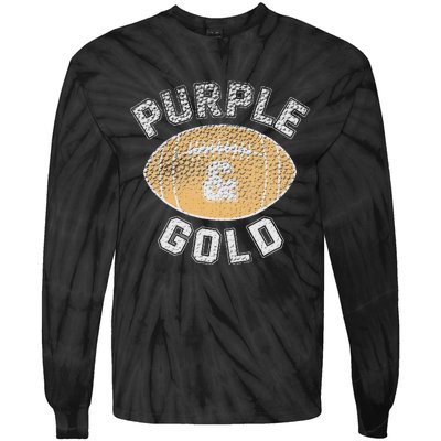 Game Day Purple And Gold Football Group High School Tie-Dye Long Sleeve Shirt