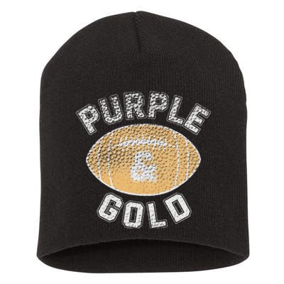 Game Day Purple And Gold Football Group High School Short Acrylic Beanie