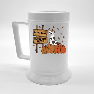 Great Dane Pumpkin Patch Dog Lovers Thanksgiving Halloween Gift Beer Stein