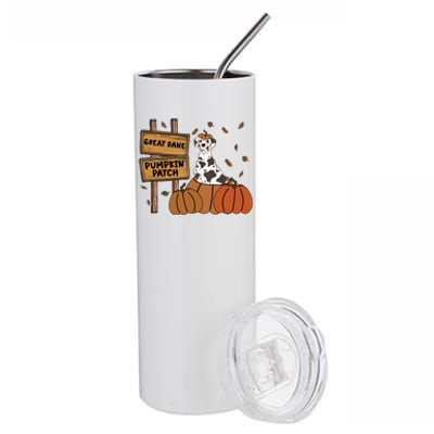 Great Dane Pumpkin Patch Dog Lovers Thanksgiving Halloween Gift Stainless Steel Tumbler