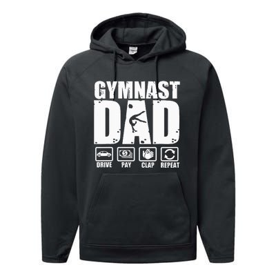 Gymnast Dad Proud Gymnastics Father Humor Performance Fleece Hoodie