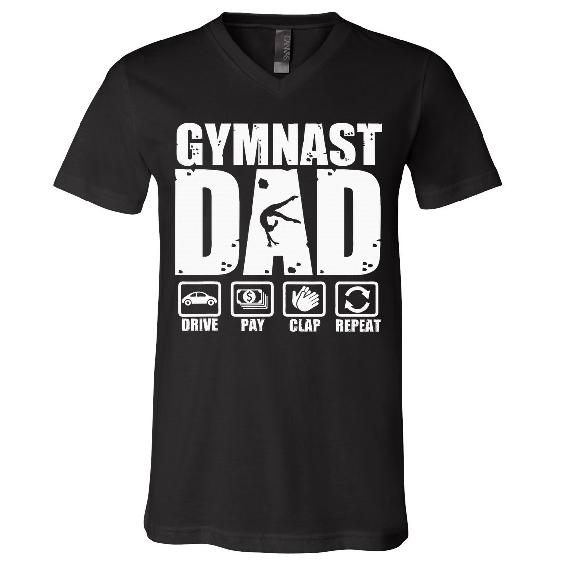 Gymnast Dad Proud Gymnastics Father Humor V-Neck T-Shirt