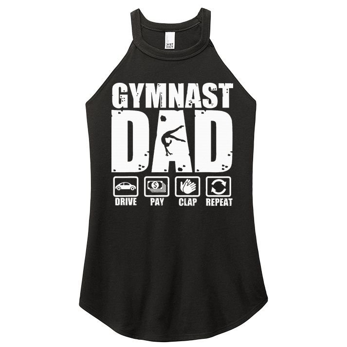 Gymnast Dad Proud Gymnastics Father Humor Women's Perfect Tri Rocker Tank