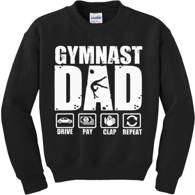 Gymnast Dad Proud Gymnastics Father Humor Kids Sweatshirt