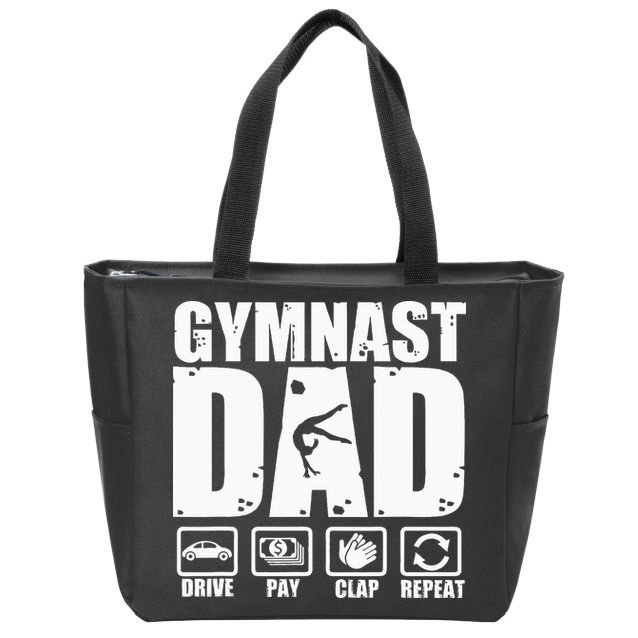 Gymnast Dad Proud Gymnastics Father Humor Zip Tote Bag
