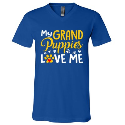 Grandma Dogs Puppy Lover Gift My Grandpuppies Love Me Gift V-Neck T-Shirt