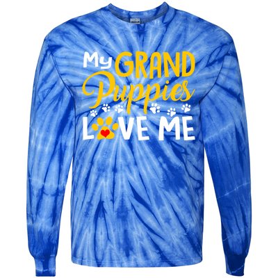 Grandma Dogs Puppy Lover Gift My Grandpuppies Love Me Gift Tie-Dye Long Sleeve Shirt