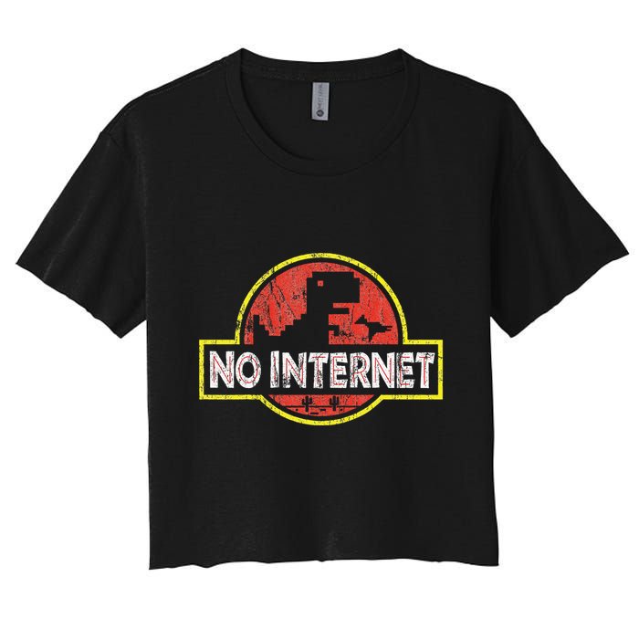 Geeky Dinosaur Pixel Art Nerdy Computer Programming Geeks Women's Crop Top Tee