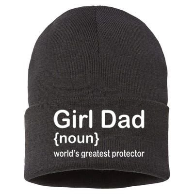 Girl Dad Proud Father Of Girl Dad Fun Fathers Sustainable Knit Beanie