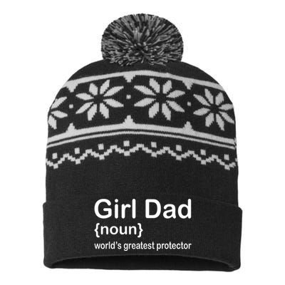 Girl Dad Proud Father Of Girl Dad Fun Fathers USA-Made Snowflake Beanie