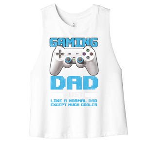 Gaming Dad Papa Daddy Dad Fatherhood Fathers Day Cool Gift Women's Racerback Cropped Tank