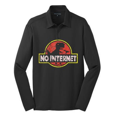 Geeky Dinosaur Pixel Art Nerdy Computer Programming Geeks Silk Touch Performance Long Sleeve Polo