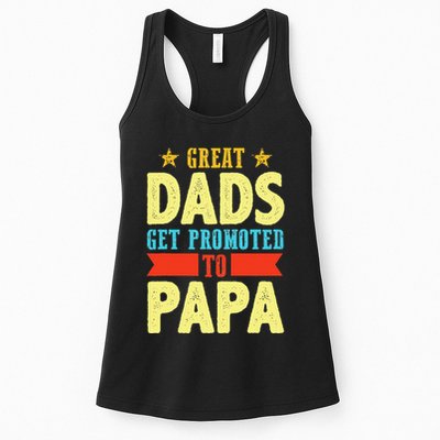 Great Dads Promoted To Papa Dad Daddy Father Stepdad Poppa Womens Tank Top