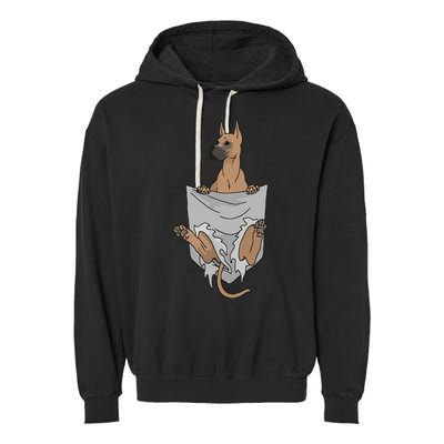 Great Dane Pocket Funny Great Dane Garment-Dyed Fleece Hoodie