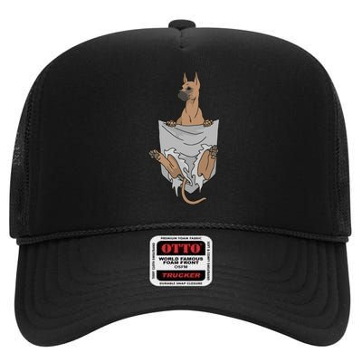 Great Dane Pocket Funny Great Dane High Crown Mesh Back Trucker Hat