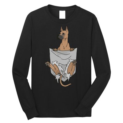 Great Dane Pocket Funny Great Dane Long Sleeve Shirt