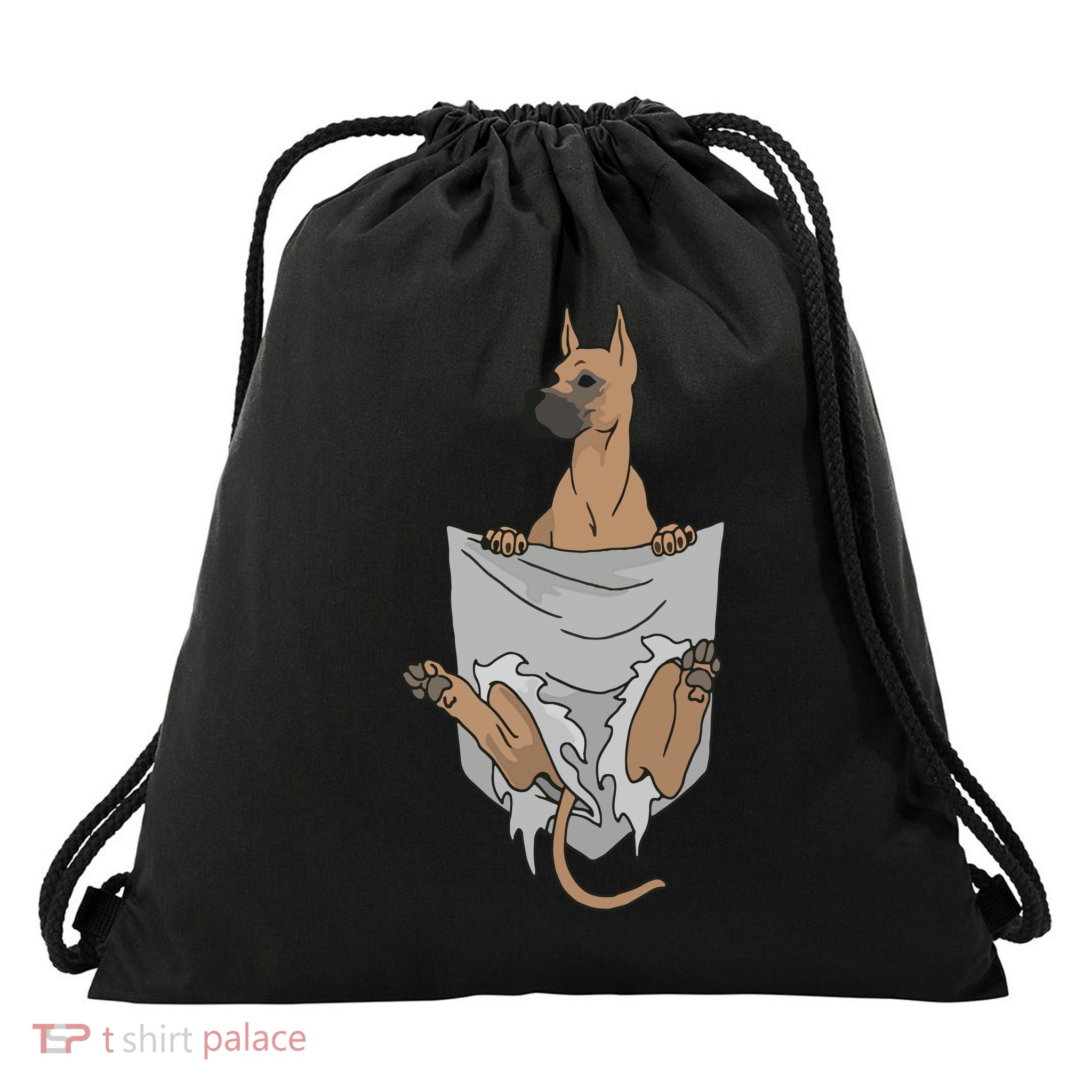 Great Dane Pocket Funny Great Dane Drawstring Bag