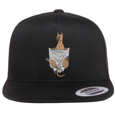 Great Dane Pocket Funny Great Dane Flat Bill Trucker Hat