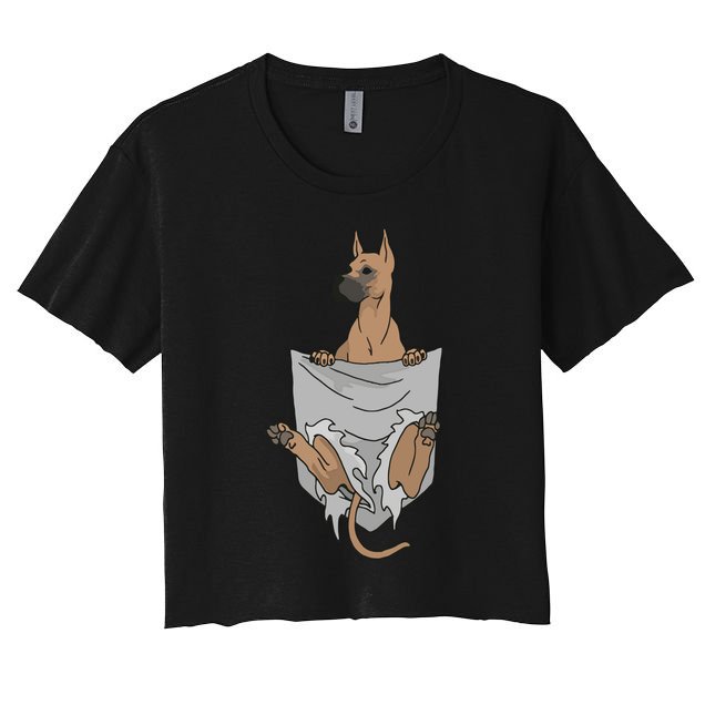 Great Dane Pocket Funny Great Dane Crop Top