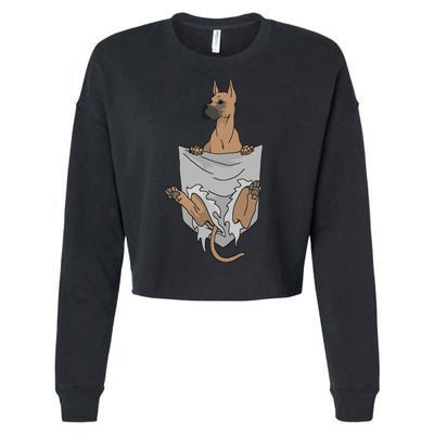 Great Dane Pocket Funny Great Dane Cropped Pullover Crew