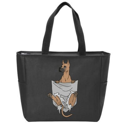 Great Dane Pocket Funny Great Dane Zip Tote Bag
