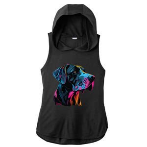 Great Dane Pop Art Great Dane Lovers Ladies PosiCharge Tri-Blend Wicking Draft Hoodie Tank