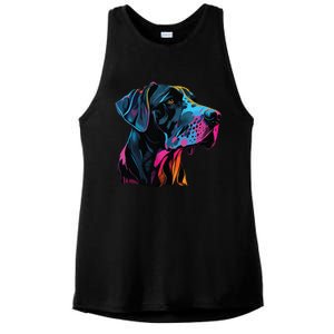 Great Dane Pop Art Great Dane Lovers Ladies PosiCharge Tri-Blend Wicking Tank