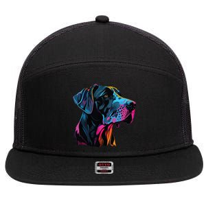 Great Dane Pop Art Great Dane Lovers 7 Panel Mesh Trucker Snapback Hat