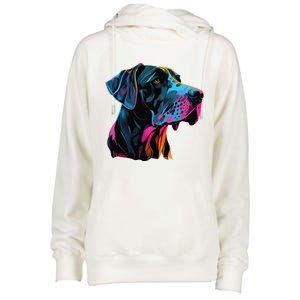 Great Dane Pop Art Great Dane Lovers Womens Funnel Neck Pullover Hood